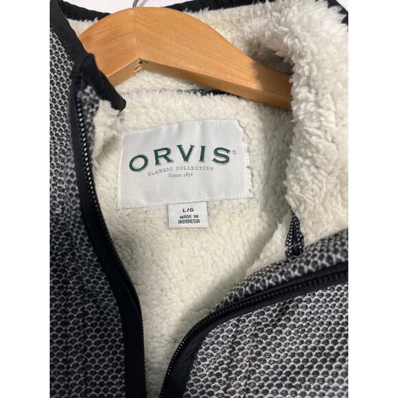 Orvis Sweater Men’s Large Fleece Lined Quarter Zip Long Sleeve Pockets Gray - Picture 3 of 7
